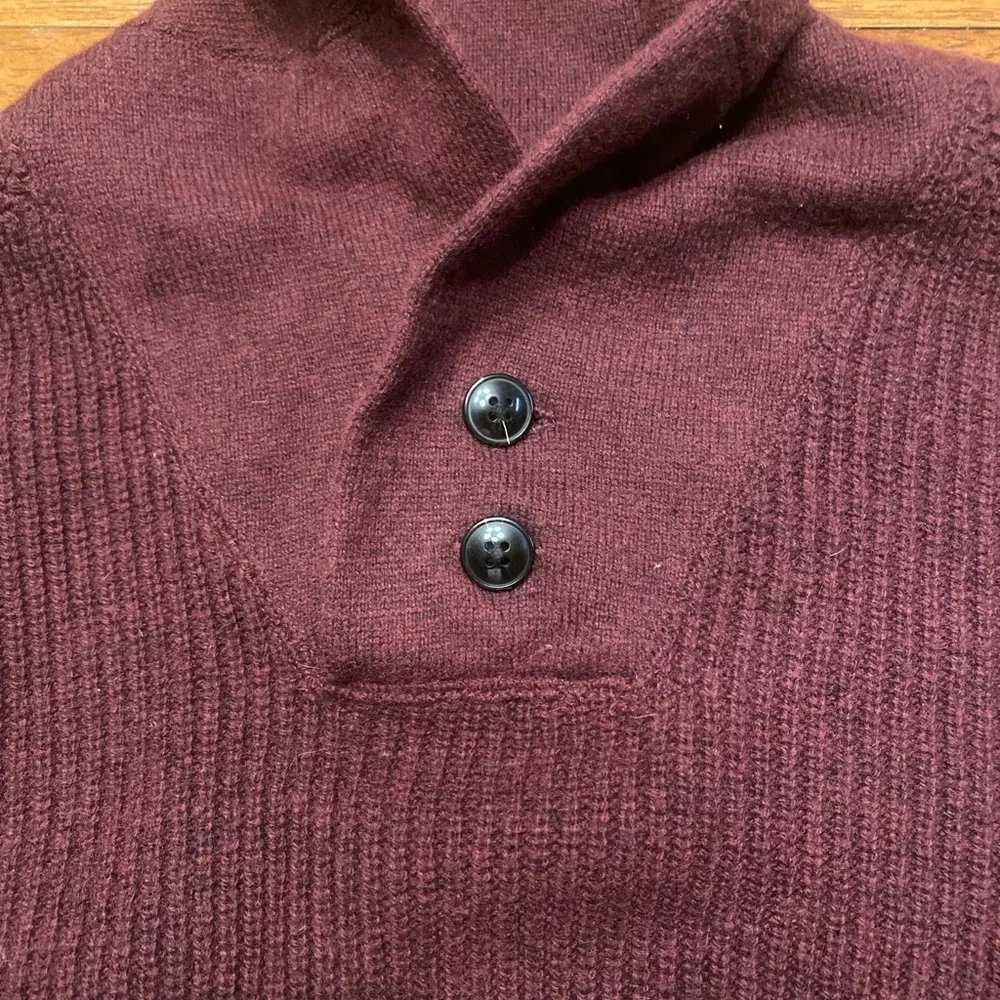 VTG Abercrombie & Fitch Men's Deep Maroon Shawl Collar Sweater